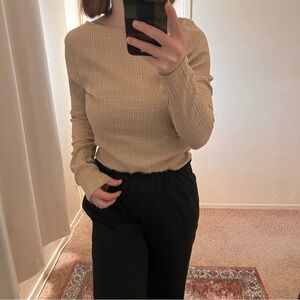 Beige Long Sleeve Top